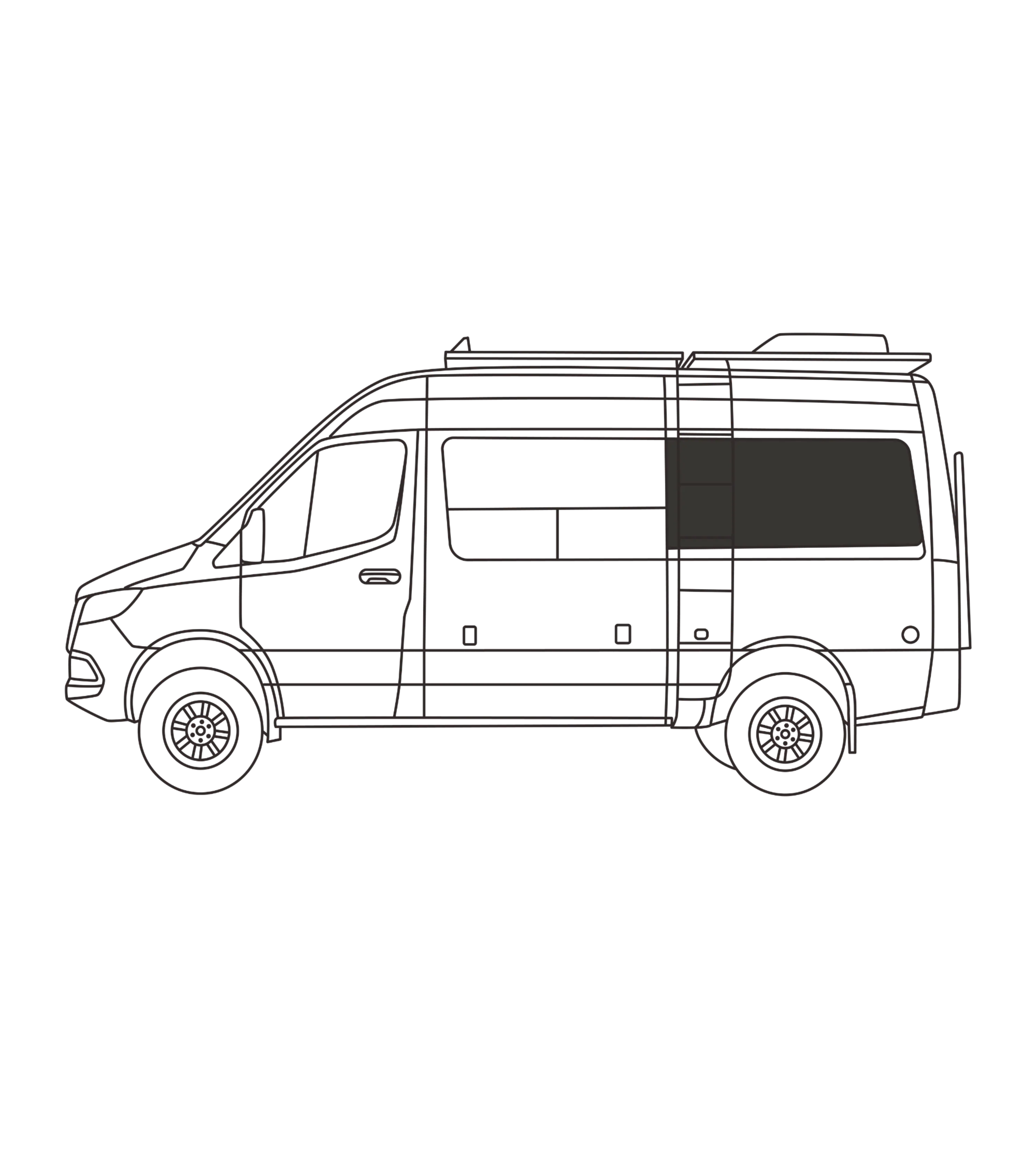 Fenêtres latérales (rangée 2) Sprinter 144WB | Côté conducteur