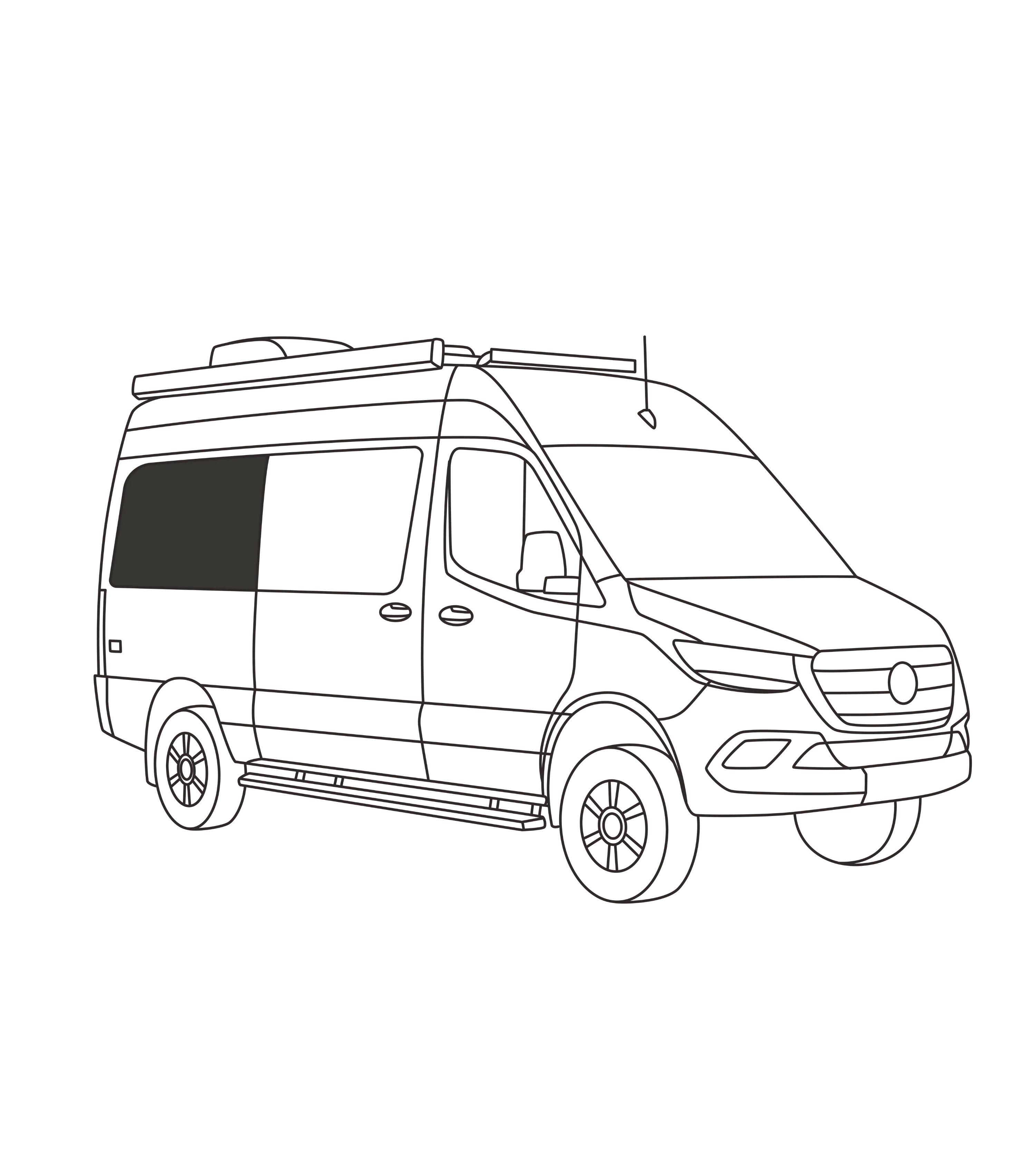 Fenêtres latérales (rangée 2) Sprinter 144WB | Côté passager