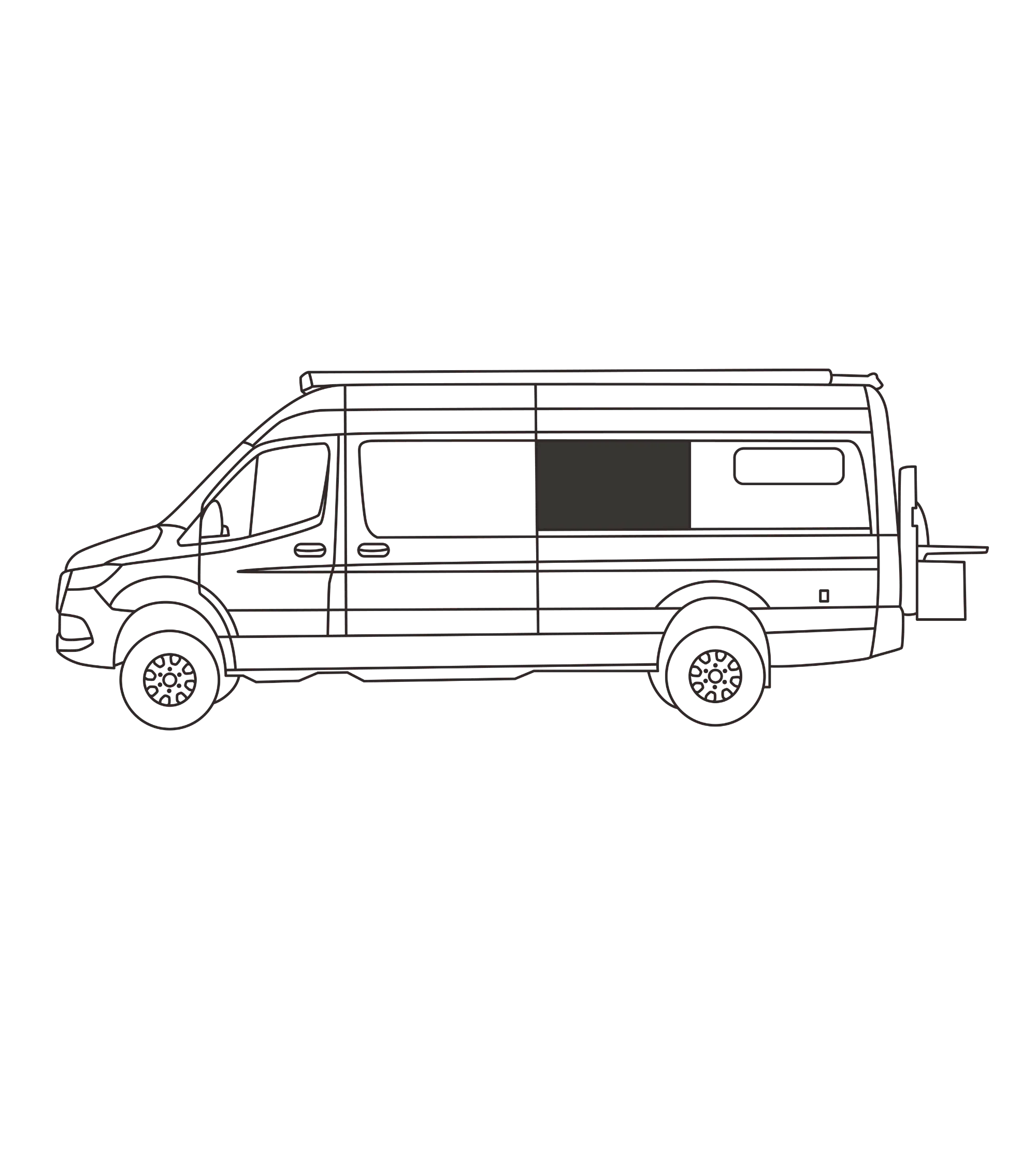 Fenêtres latérales (rangée 2) Sprinter 170WB | Côté conducteur