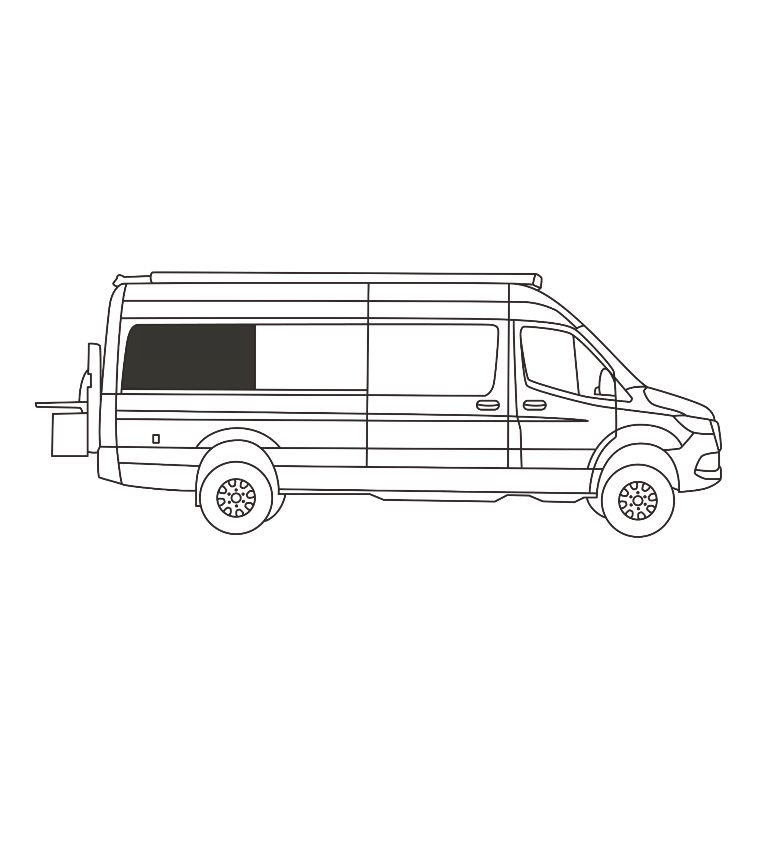 Fenêtres latérales (rangée 3) Sprinter 170WB | Côté passager