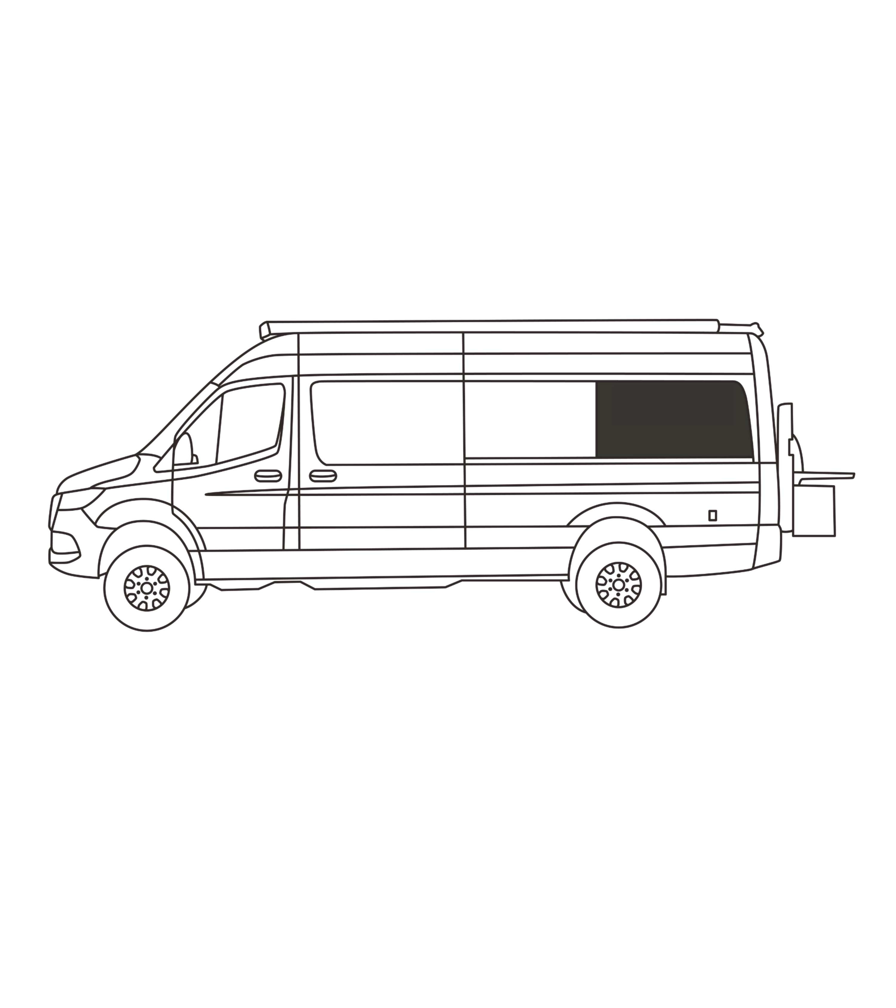 Fenêtres latérales (rangée 3) Sprinter 170WB | Côté conducteur
