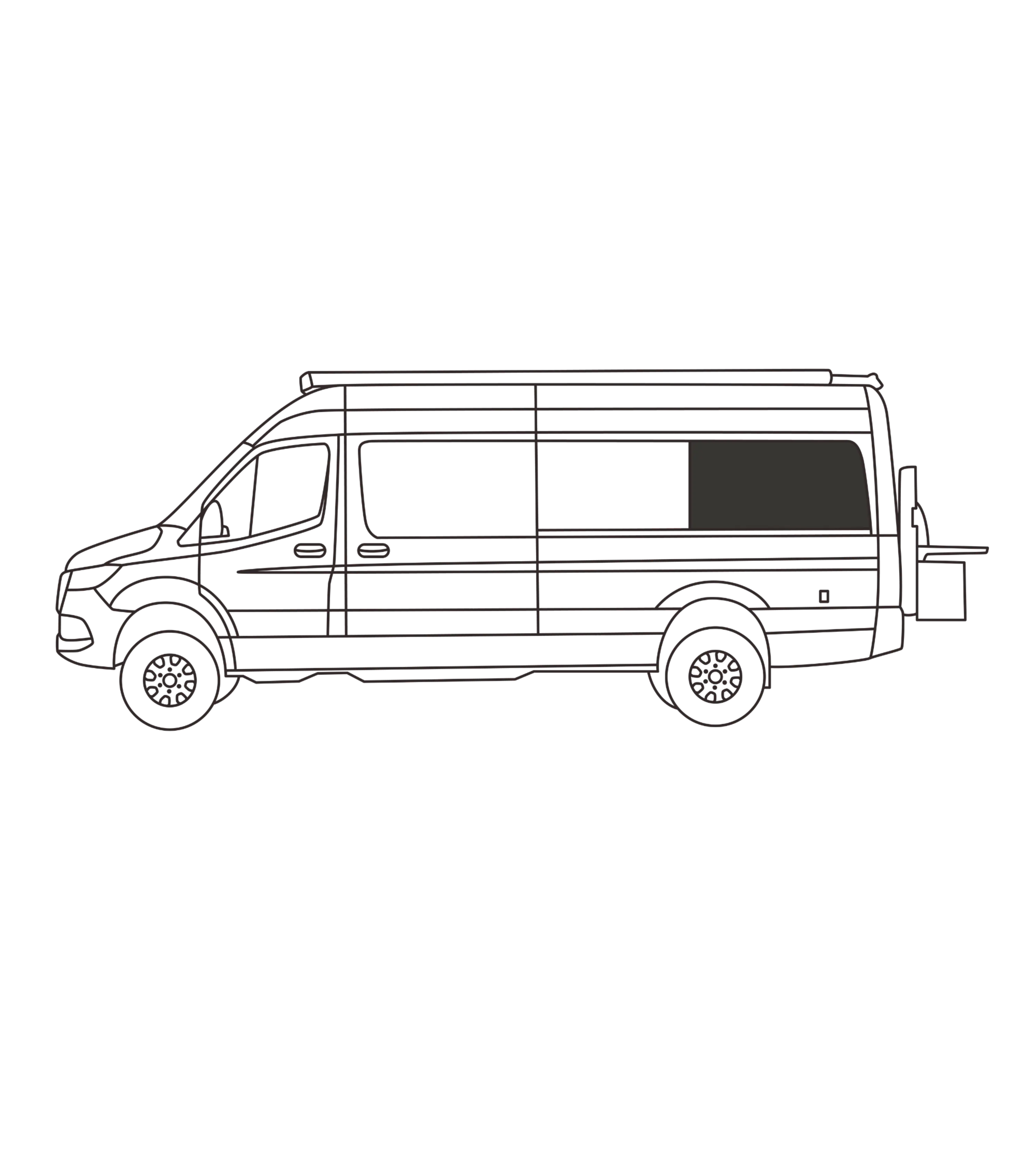 Fenêtres latérales (rangée 3) Sprinter 170WB | Côté conducteur