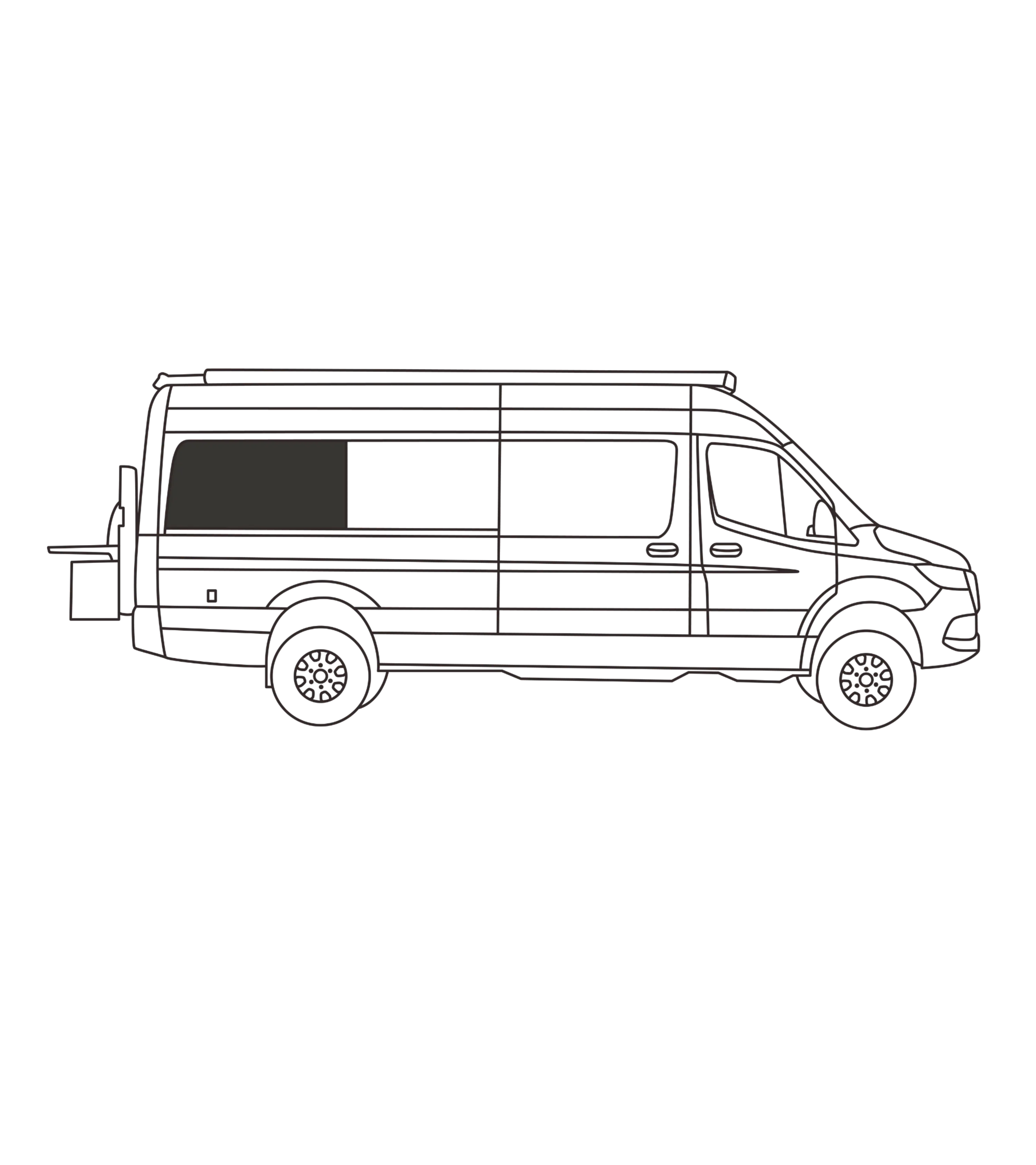 Fenêtres latérales (rangée 3) Sprinter 170WB | Côté passager